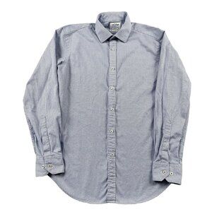 TM Lewin Dress Shirt Mens 16 35 Blue White Slim Fit Button Down
